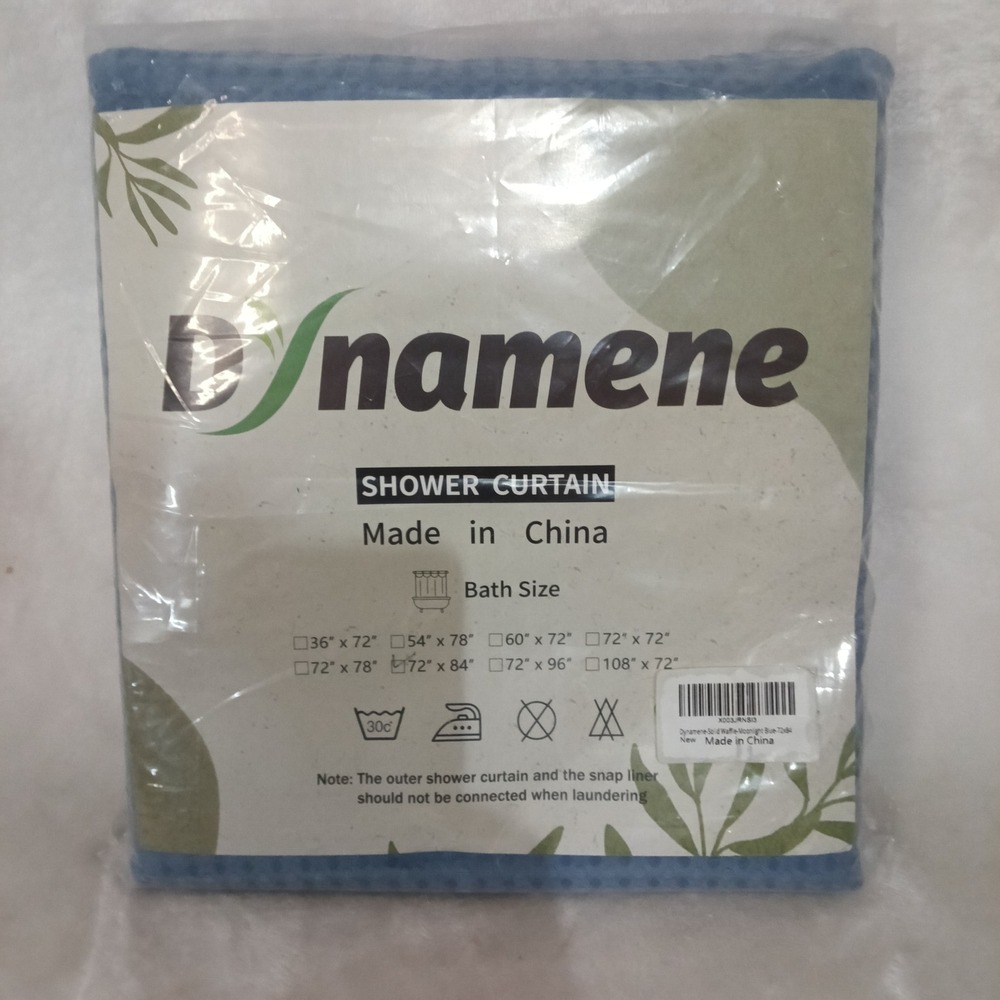 Dynamene Solid Waffle Shower Curtain Moonlight Blue 72x84 Bath Size